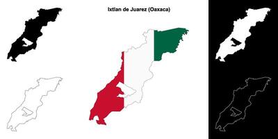Ixtlan de Juarez municipality, Oaxaca outline map set vector