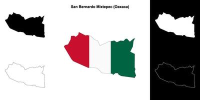 San Bernardo Mixtepec municipality, Oaxaca outline map set vector