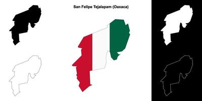 San Felipe Tejalapam municipality, Oaxaca outline map set vector