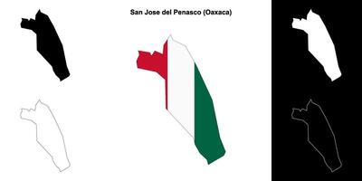 San Jose del Penasco municipality, Oaxaca outline map set vector
