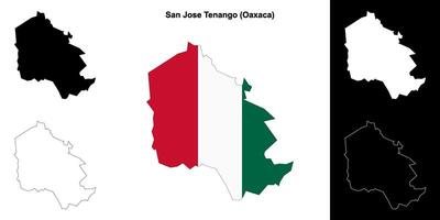 San Jose Tenango municipality, Oaxaca outline map set vector