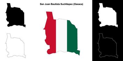 San Juan Bautista Suchitepec municipality, Oaxaca outline map set vector
