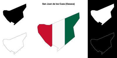 San Juan de los Cues municipality, Oaxaca outline map set vector