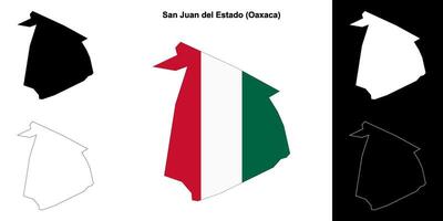 San Juan del Estado municipality, Oaxaca outline map set vector