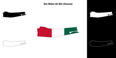 San Mateo del Mar municipality, Oaxaca outline map set vector