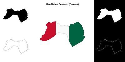 San Mateo Penasco municipality, Oaxaca outline map set vector