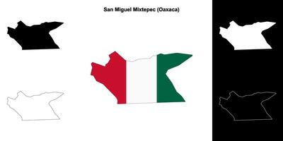 San Miguel Mixtepec municipality, Oaxaca outline map set vector