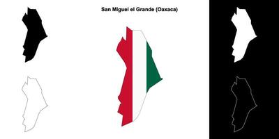 San Miguel el Grande municipality, Oaxaca outline map set vector