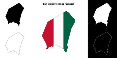 San Miguel Tenango municipality, Oaxaca outline map set vector