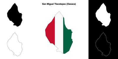 San Miguel Tlacotepec municipality, Oaxaca outline map set vector