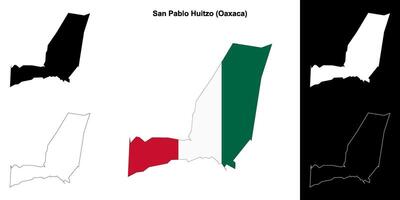 San Pablo Huitzo municipality, Oaxaca outline map set vector