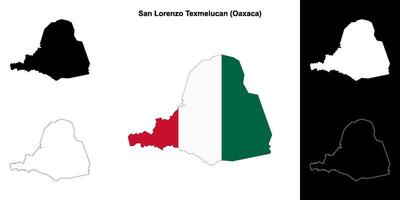 San Lorenzo Texmelucan municipality, Oaxaca outline map set vector