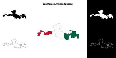 San Marcos Arteaga municipality, Oaxaca outline map set vector