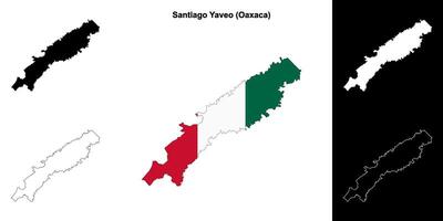 Santiago Yaveo municipality, Oaxaca outline map set vector