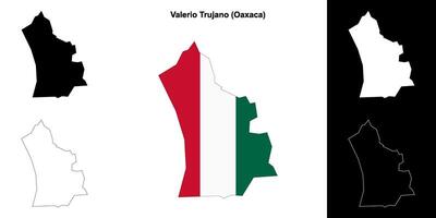Valerio Trujano municipality, Oaxaca outline map set vector