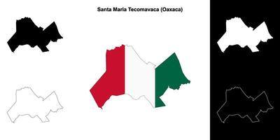 Santa Maria Tecomavaca municipality, Oaxaca outline map set vector