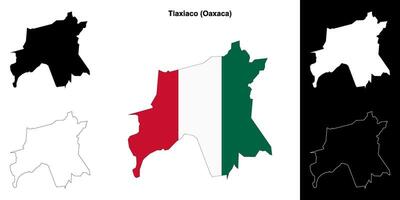 Tlaxiaco municipality, Oaxaca outline map set vector