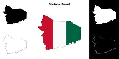 Tataltepec municipality, Oaxaca outline map set vector