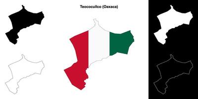 Teococuilco municipality, Oaxaca outline map set vector