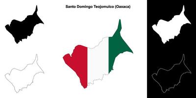 Santo Domingo Teojomulco municipality, Oaxaca outline map set vector