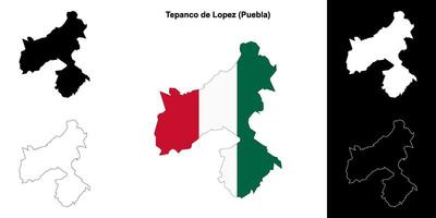 Tepanco de Lopez municipality, Puebla outline map set vector