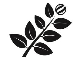 Black Silhouette Branch With Round Element vector