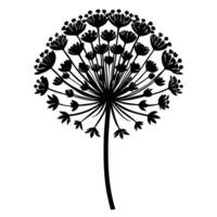 Elegant Wildflower Silhouette On White Background vector