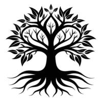 Black And White Tree Of Life Silhouette Design vector