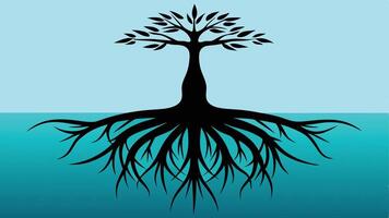 Silhouette of a tree Root vector