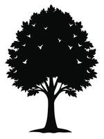 Silhouette Tree With Birds Simple Design vector