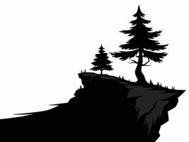 Silhouette Of Trees On Cliff Edge vector