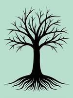 Silhouette Of Tree With Roots vector