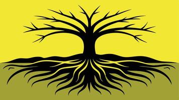 Stylized Tree Silhouette With Roots vector