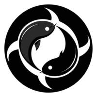 Two fish intertwined within a circle vector
