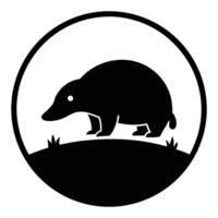 Badger silhouette in a circular frame vector