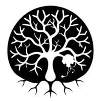Black and white tree of life Art vector
