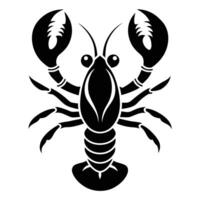 Black silhouette lobster illustration vector