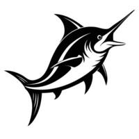 Black and white silhouette of a swordfish vector
