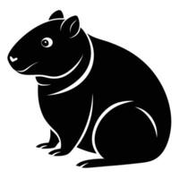 Minimalist black silhouette of a capybara vector