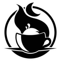Coffee cup with steam and lunar symbols vector