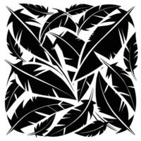 Black feather pattern on white background vector