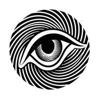 Engraved eye within spiral lines design vector