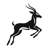 Jumping antelope silhouette in simple style vector