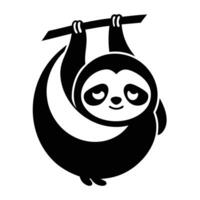 Cute sloth hanging from branch illustration vector