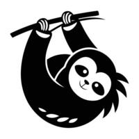 Cute sloth hanging from a branch vector