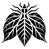 Leaf and insect black silhouette design vector
