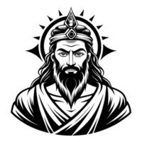 Ancient king with crown and beard vector