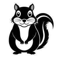 Smiling cartoon squirrel black and white vector