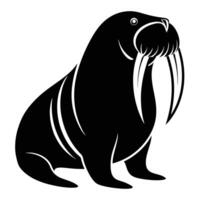 Black and white walrus illustration Art vector
