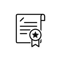A certificate document with a small star, symbolizing official recognition. vector